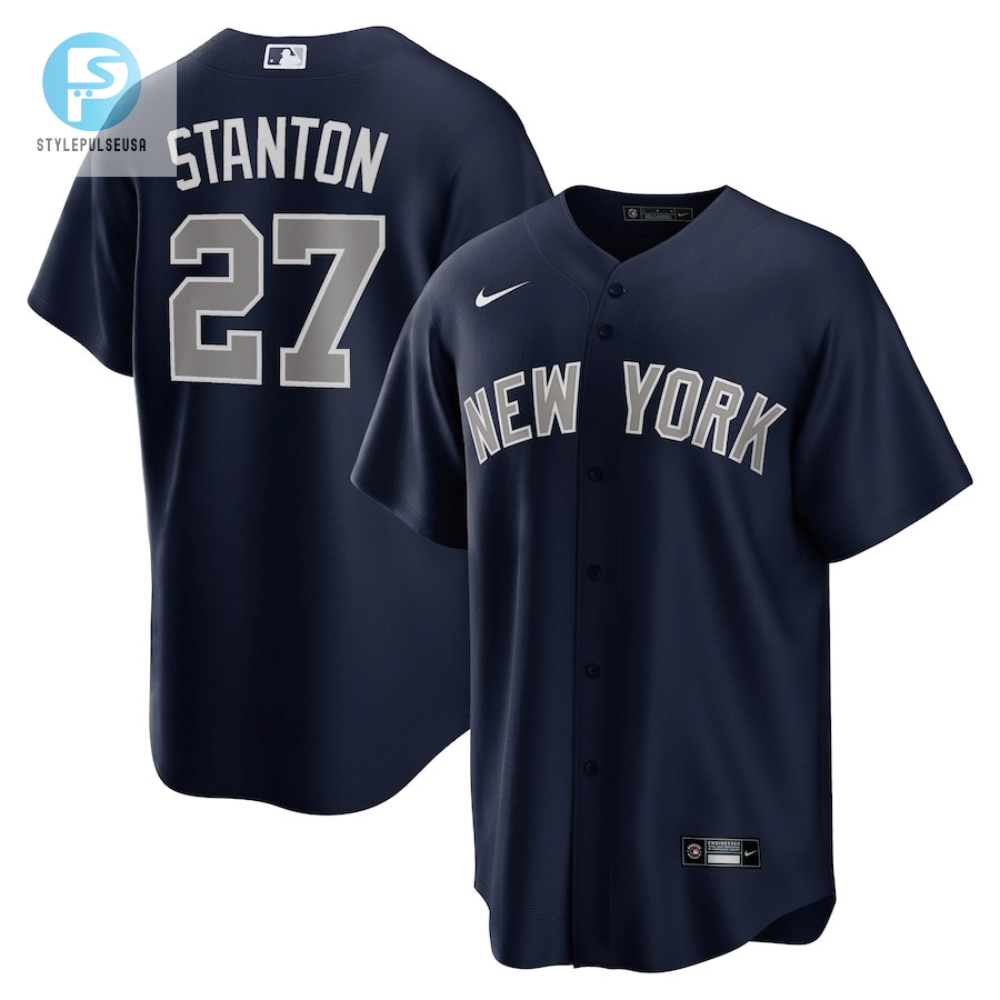 Rock Stantons 27  Yankees Navy Jersey With A Smile