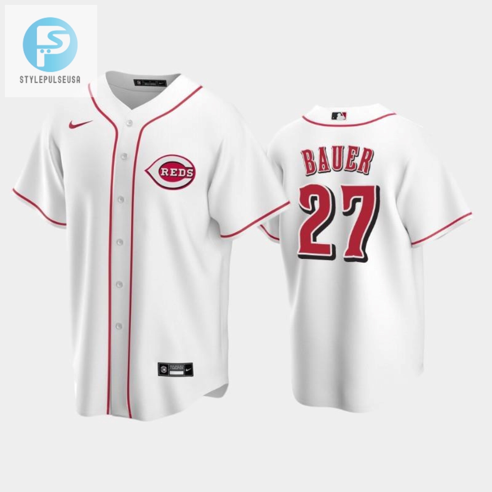 Get Struck Out In Style Home Reds 27 Bauer Jersey 