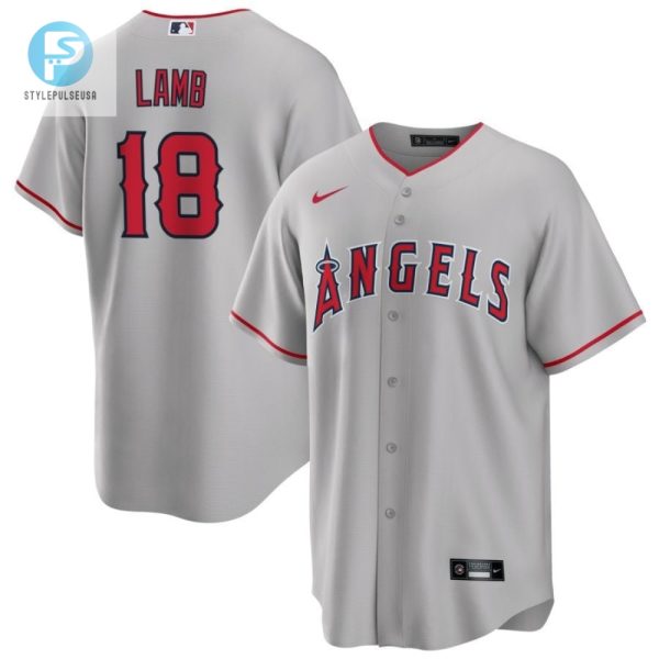 Laughs Lambs Get Jake Lamb 18 Angels Gray Jersey Now stylepulseusa 1