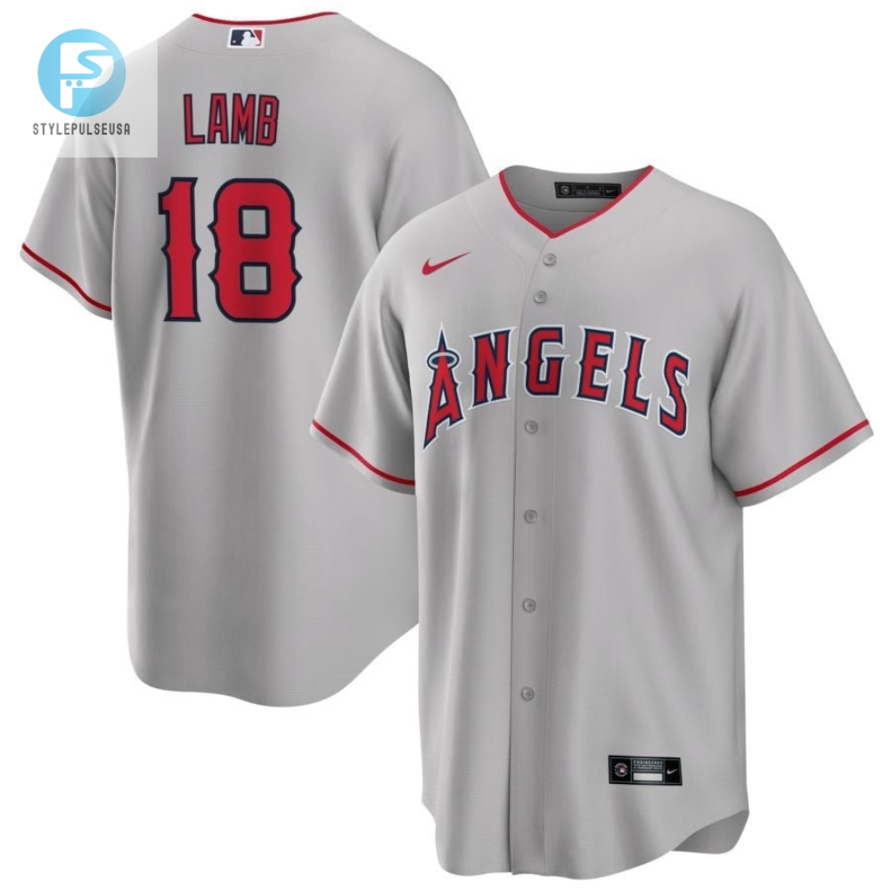 Laughs  Lambs Get Jake Lamb 18 Angels Gray Jersey Now