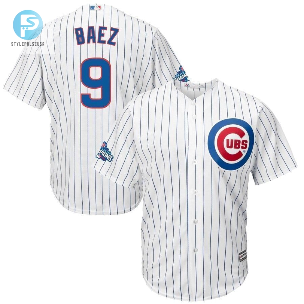 Get Decked Baez Cubs 2016 Champs Jersey  White Gleam