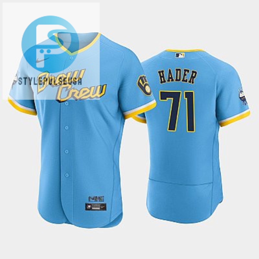 Hit A Homer Josh Hader Brewers 23 Jersey  Cool Powder Blue