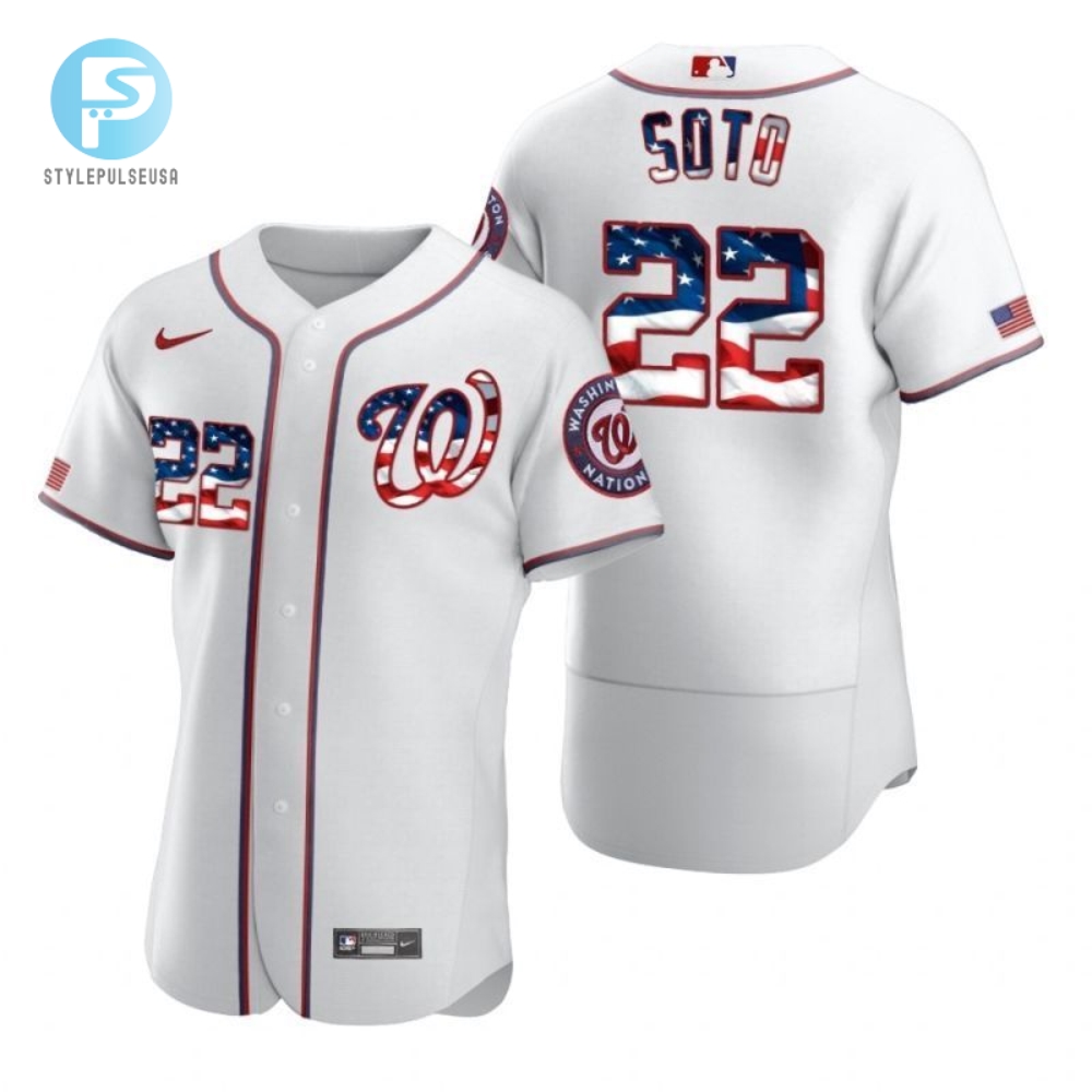 Juan Soto 22 Washington Nationals 2020 Mlb White Us Flag Jersey 