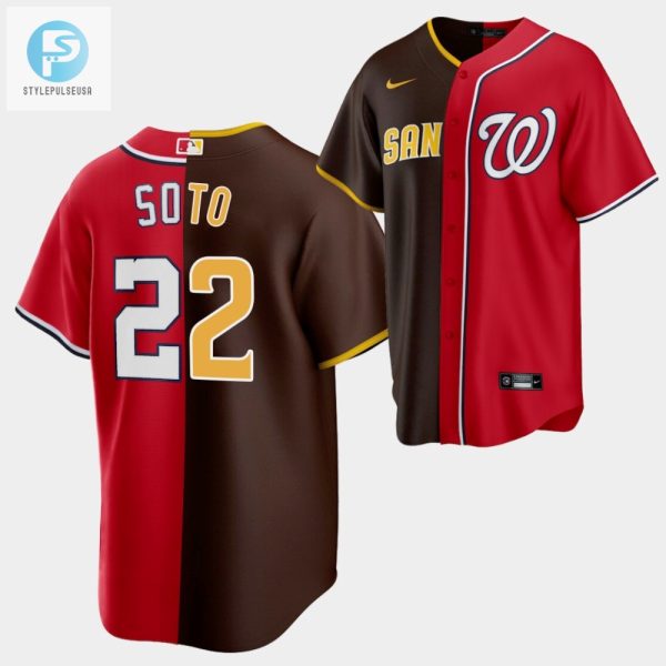 Juan Soto Split Edition Padres X Nationals Brown Red 22 Alternate Jersey stylepulseusa 1 1