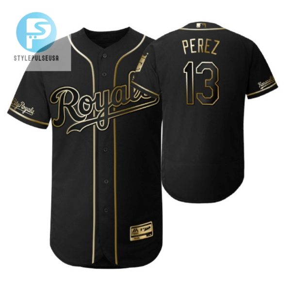 Kansas City Royals 13 Salvador Perez Mlb 2019 Golden Brandedition Black Jersey Gift For Royals Fans stylepulseusa 1