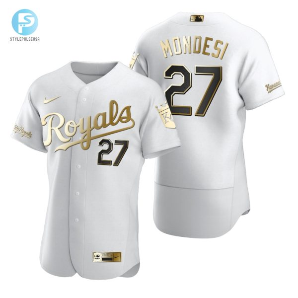 Kansas City Royals 27 Adalberto Mondesi Mlb Golden Brandedition White Jersey Gift For Royals Fans stylepulseusa 1