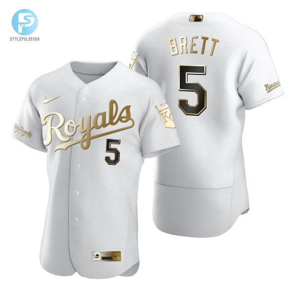 Kansas City Royals 5 George Brett Mlb Golden Brandedition White Jersey Gift For Royals Fans stylepulseusa 1