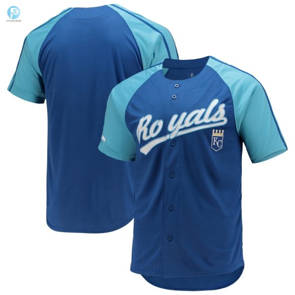 Kansas City Royals Stitches Buttondown Raglan Replica Jersey Royal Mlb stylepulseusa 1