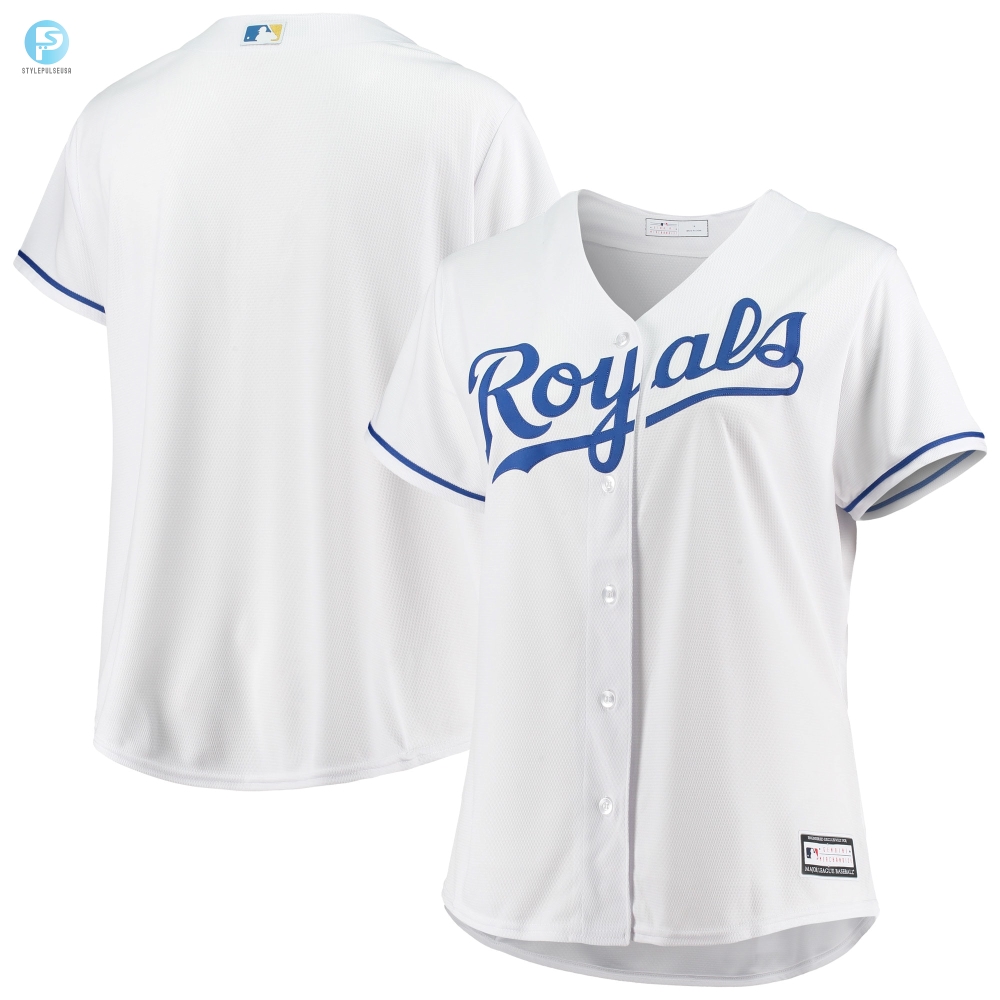 Kansas City Royals Womens Plus Size Home Replica Team Jersey  White Mlb 