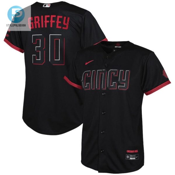 Ken Griffey Jr. 30 Cincinnati Reds Youth 2023 City Connect Jersey Black stylepulseusa 1