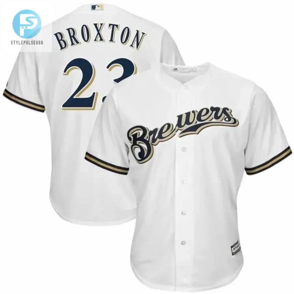 Keon Broxton Milwaukee Brewers Home Cool Base Player Jersey White stylepulseusa 1 1