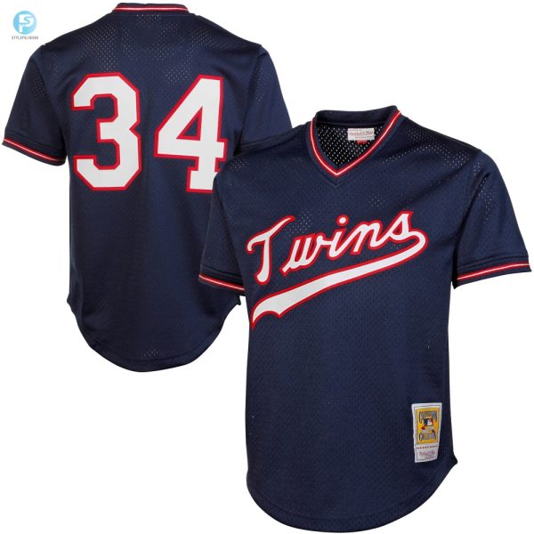 Kirby Puckett Minnesota Twins Mitchell Ness 1985 Authentic Cooperstown Collection Mesh Batting Practice Jersey Navy Mlb stylepulseusa 1 1