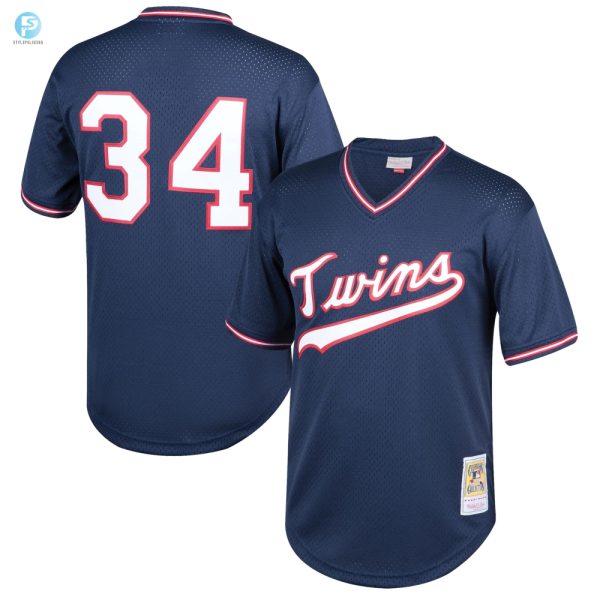 Kirby Puckett Minnesota Twins Mitchell Ness Cooperstown Collection Mesh Batting Practice Jersey Navy Mlb stylepulseusa 1 1