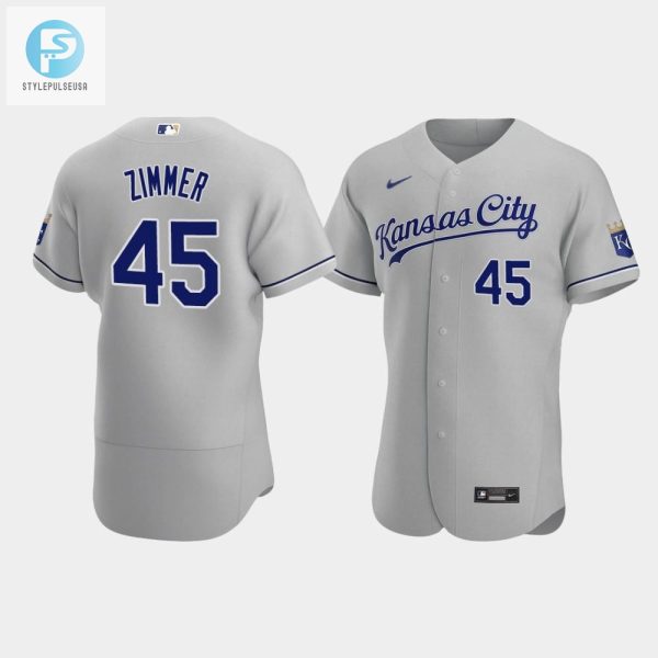 Kyle Zimmer 45 Kansas City Royals Gray Road Jersey stylepulseusa 1 1