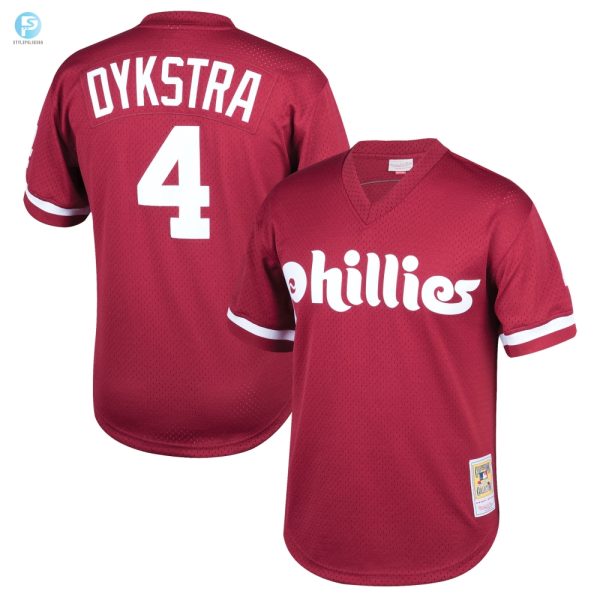 Lenny Dykstra Philadelphia Phillies Mitchell Ness Cooperstown Collection Mesh Batting Practice Jersey Burgundy Mlb stylepulseusa 1