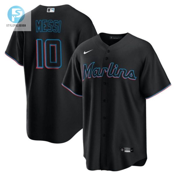 Lionel Messi Miami Marlins Baseball Cool Base Jersey Stitched Men Jersey Black stylepulseusa 1 1