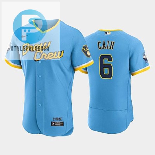 Lorenzo Cain 6 202223 City Connect Milwaukee Brewers Jersey Powder Blue stylepulseusa 1