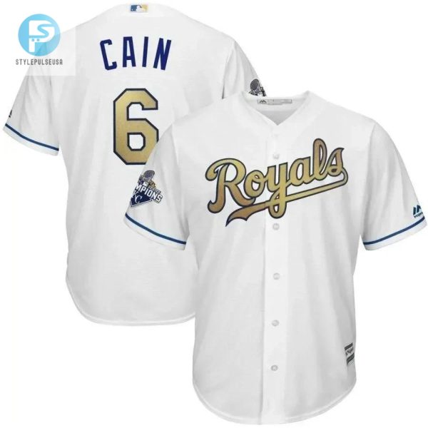 Lorenzo Cain Kansas City Royals World Series Champions Gold Program Cool Base Player Jersey White stylepulseusa 1