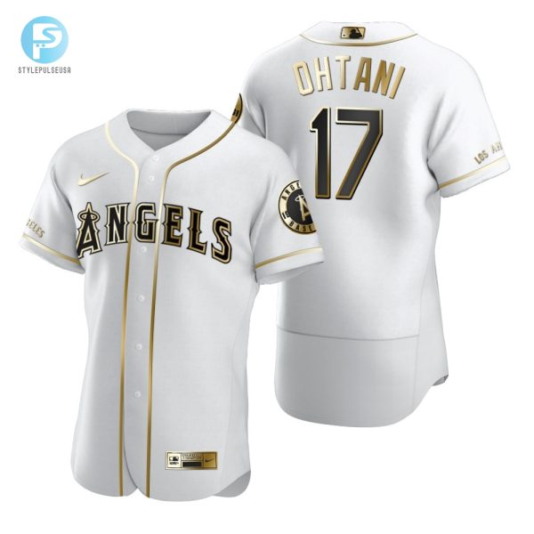 Los Angeles Angels 17 Shohei Ohtani Mlb Golden Brandedition White Jersey Gift For Angels Fans stylepulseusa 1 1