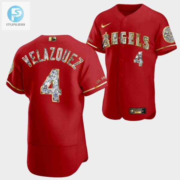 Los Angeles Angels Andrew Velazquez Red Jersey 4 Golden Diamond 202223 Uniform stylepulseusa 1