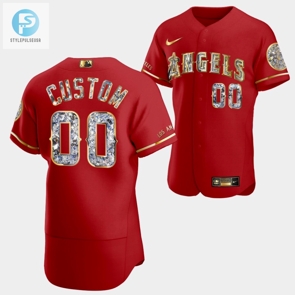 Los Angeles Angels Custom Red Jersey 00 Golden Diamond 20222323 Uniform 