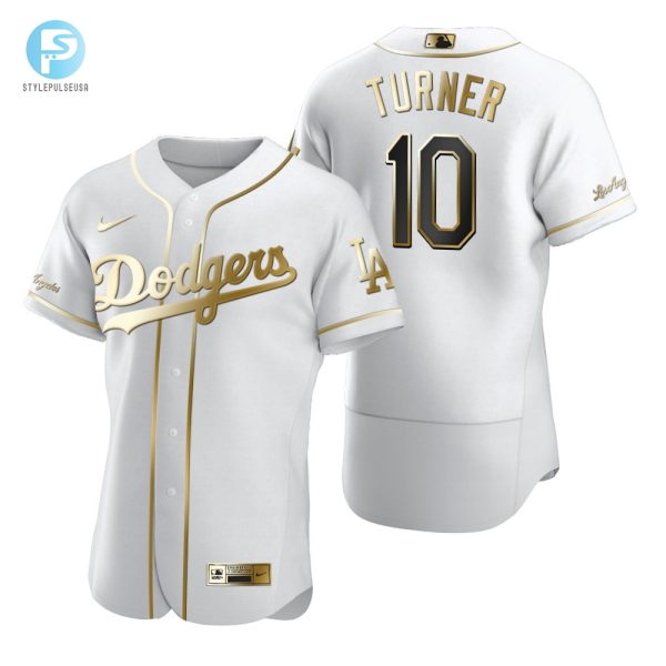 Los Angeles Dodgers 10 Justin Turner Mlb Golden Brandedition White Jersey Gift For Dodgers Fans stylepulseusa 1