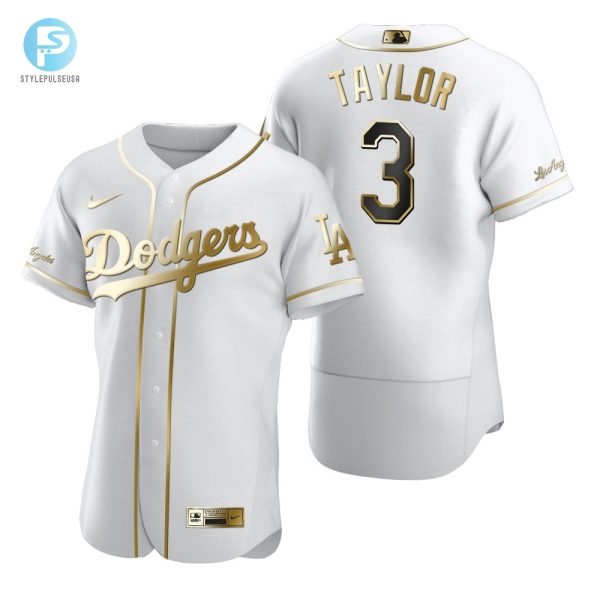 Los Angeles Dodgers 3 Chris Taylor Mlb Golden Brandedition White Jersey Gift For Dodgers Fans stylepulseusa 1