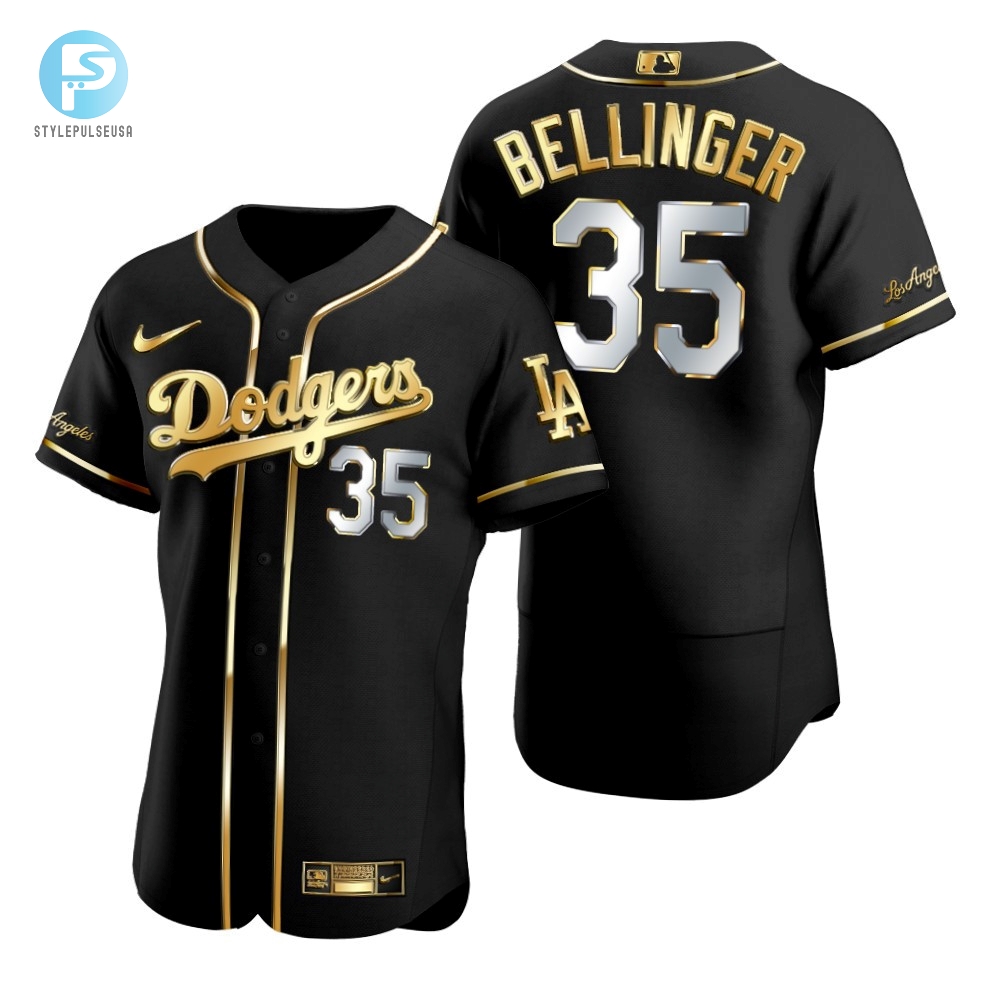 Los Angeles Dodgers 35 Cody Bellinger Mlb Golden Brandedition Black Jersey Gift For Dodgers Fans 