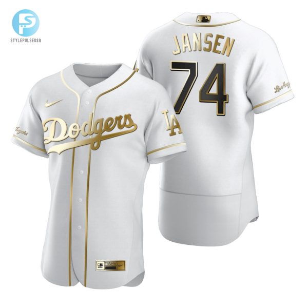 Los Angeles Dodgers 74 Kenley Jansen Mlb Golden Brandedition White Jersey Gift For Dodgers Fans stylepulseusa 1