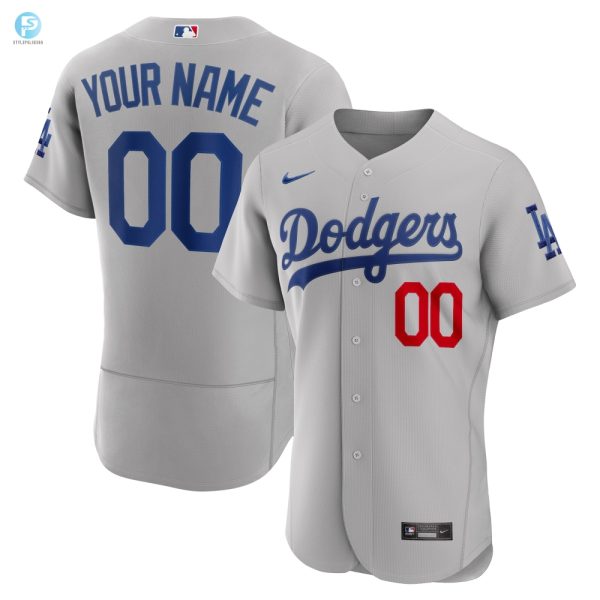 Los Angeles Dodgers Alternate Authentic Custom Patch Jersey Gray Custom Jerseys Mlb Ver 1 stylepulseusa 1