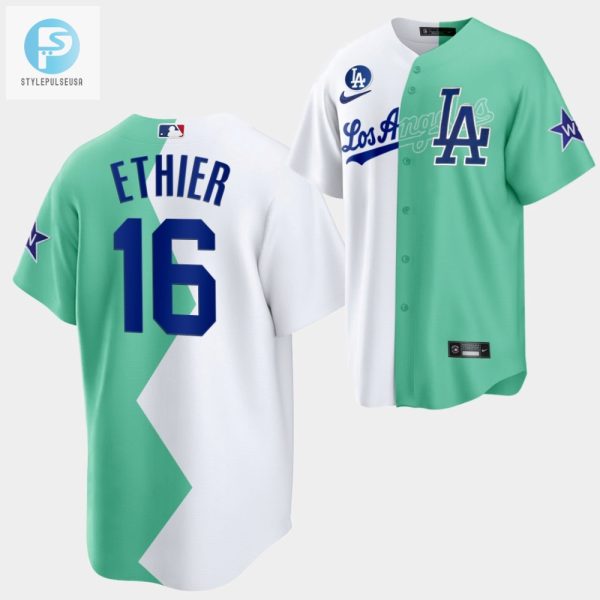 Los Angeles Dodgers Andre Ethier 202223 Allstar Celebrity Softball Game 16 White Green Jersey stylepulseusa 1