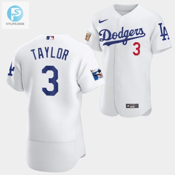 Los Angeles Dodgers Chris Taylor White Jersey 3 Jackie Robinson 75Th Anniversary 202223 Uniform stylepulseusa 1 1