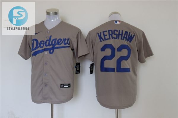 Los Angeles Dodgers Clayton Kershaw 22 2020 Mlb Grey Jersey stylepulseusa 1