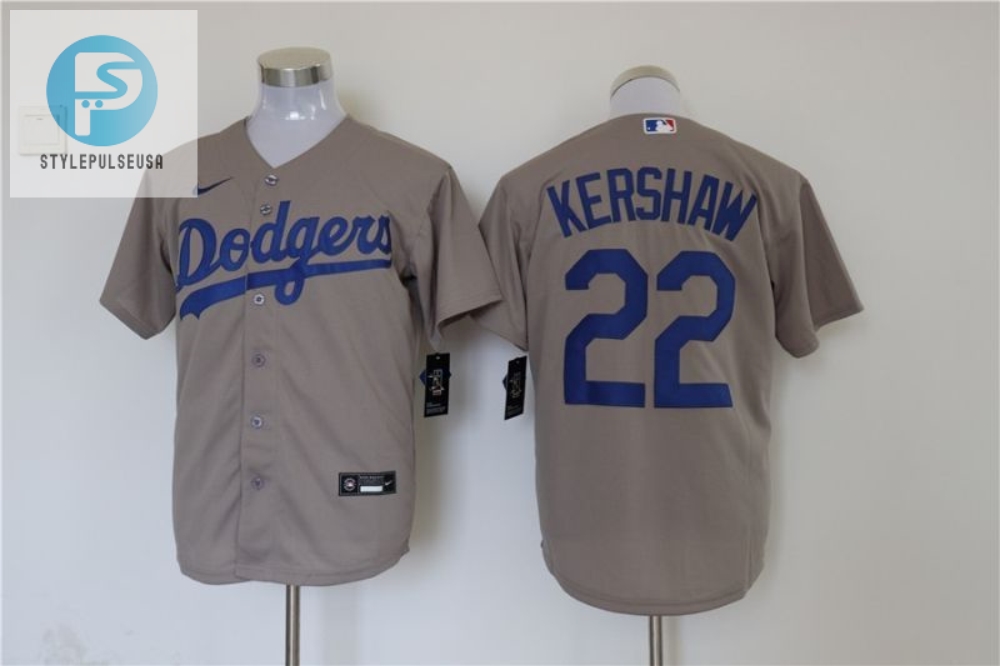 Los Angeles Dodgers Clayton Kershaw 22 2020 Mlb Grey Jersey 