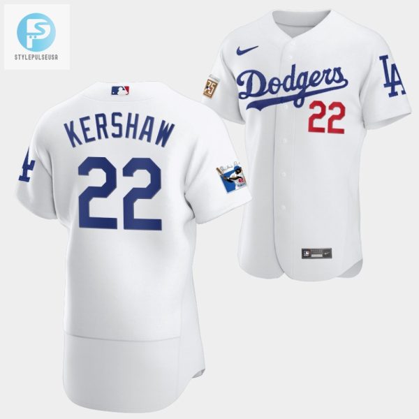 Los Angeles Dodgers Clayton Kershaw White Jersey 22 Jackie Robinson 75Th Anniversary 202223 Uniform stylepulseusa 1 1