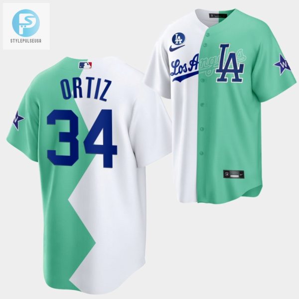 Los Angeles Dodgers David Ortiz 202223 Allstar Celebrity Softball Game 34 White Green Jersey stylepulseusa 1