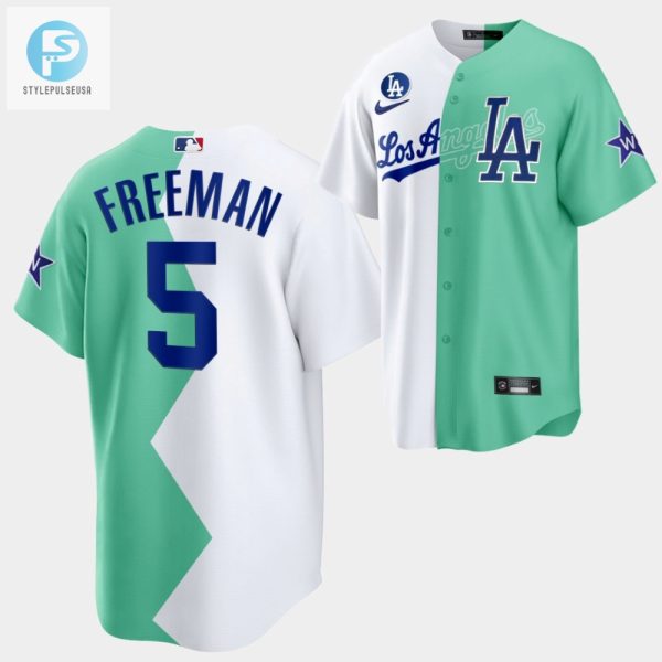 Los Angeles Dodgers Freddie Freeman 202223 Allstar Celebrity Softball Game 5 White Green Jersey stylepulseusa 1