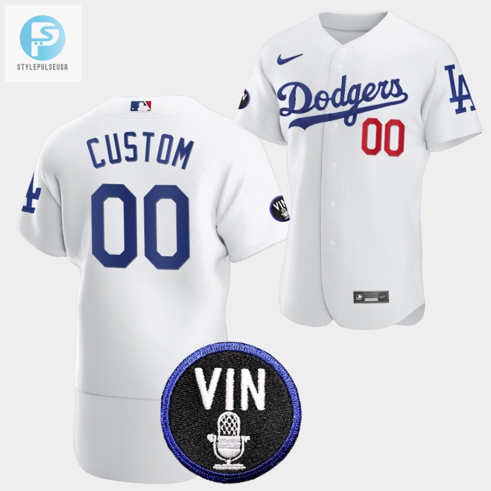 Los Angeles Dodgers Honor Vin Scully Custom Commemorative Patch Jersey White stylepulseusa 1