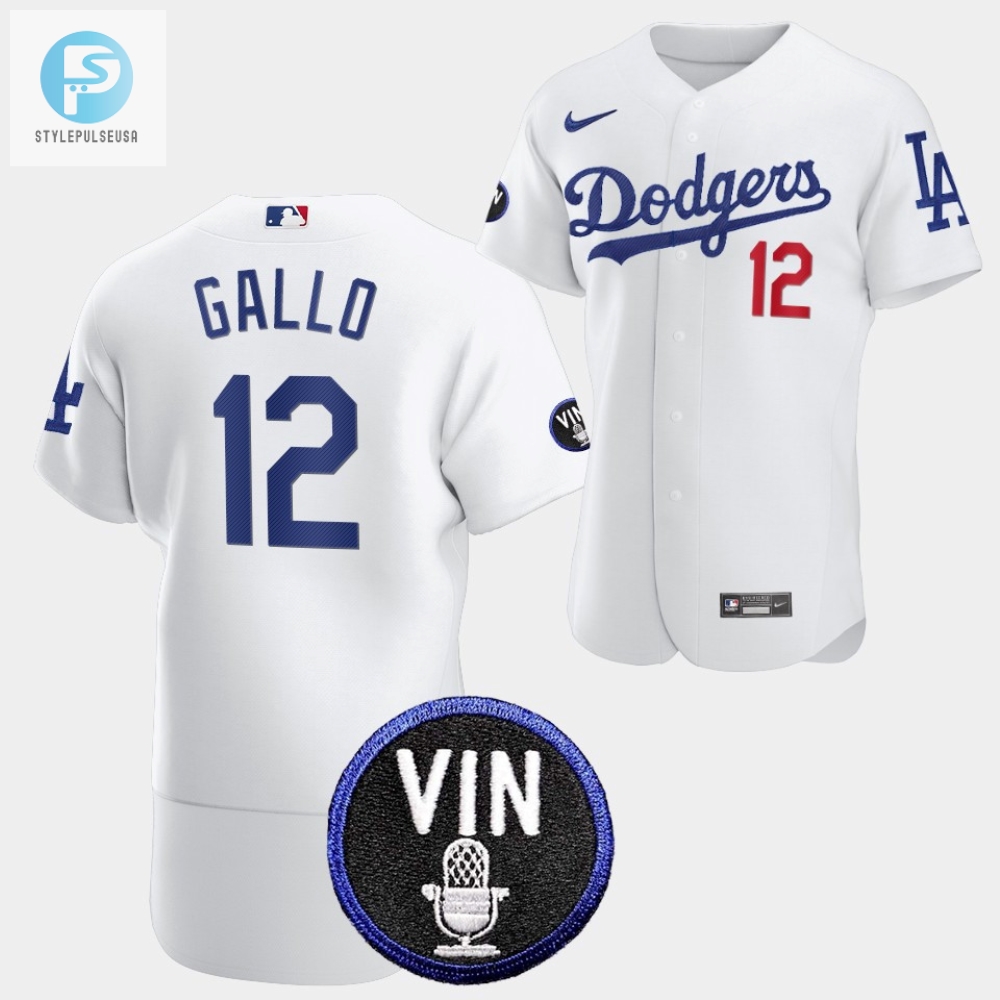 Los Angeles Dodgers Honor Vin Scully Joey Gallo Commemorative Patch Jersey White 