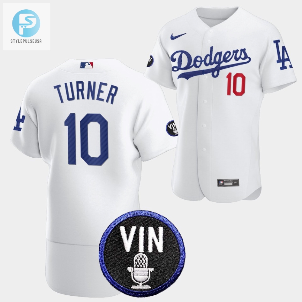 Los Angeles Dodgers Honor Vin Scully Justin Turner Commemorative Patch Jersey White 