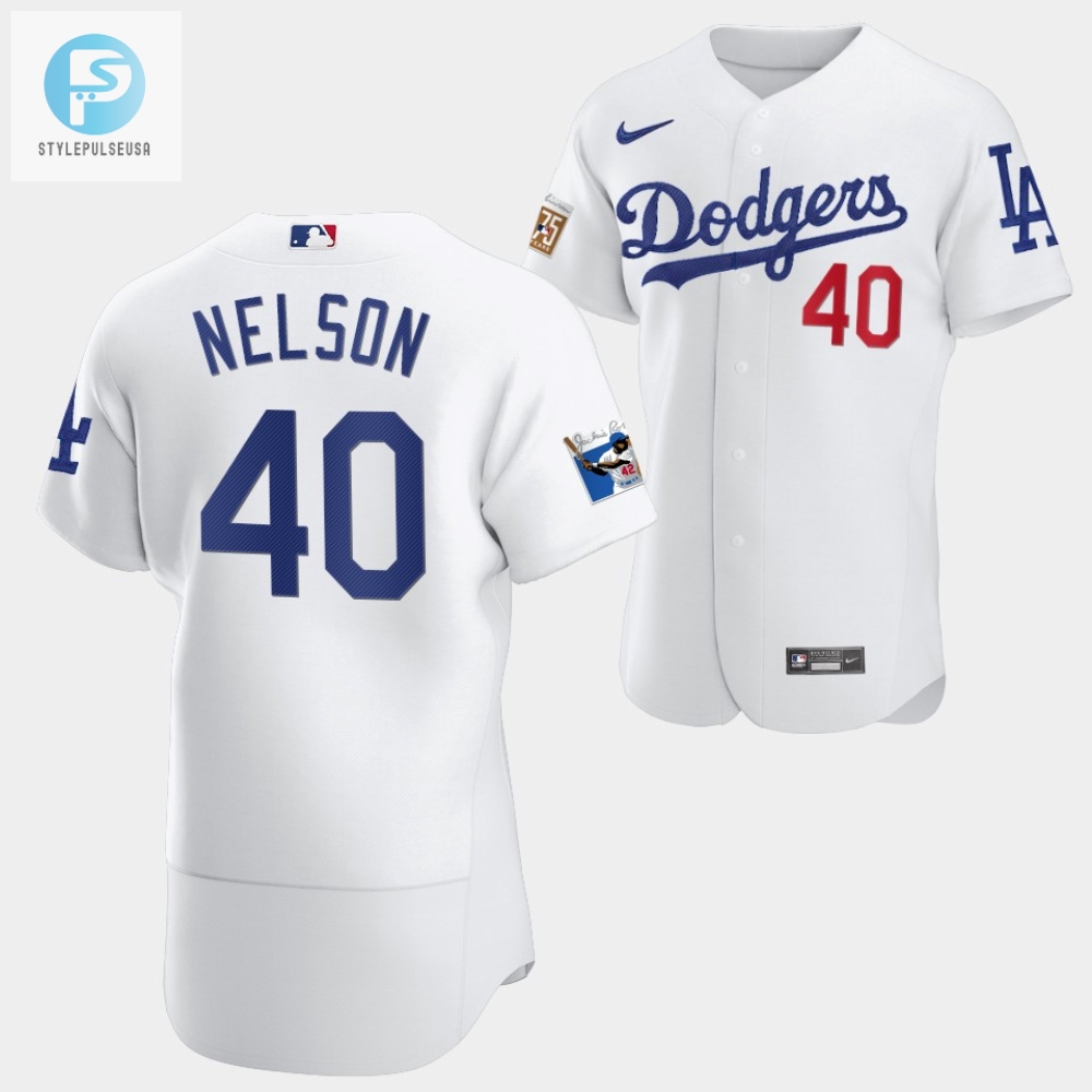 Los Angeles Dodgers Jimmy Nelson White Jersey 40 Jackie Robinson 75Th Anniversary 202223 Uniform 