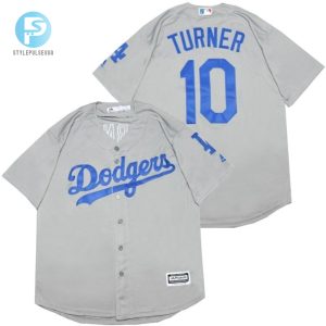 Los Angeles Dodgers Justin Turner 10 2020 Mlb Silver Jersey stylepulseusa 1 1