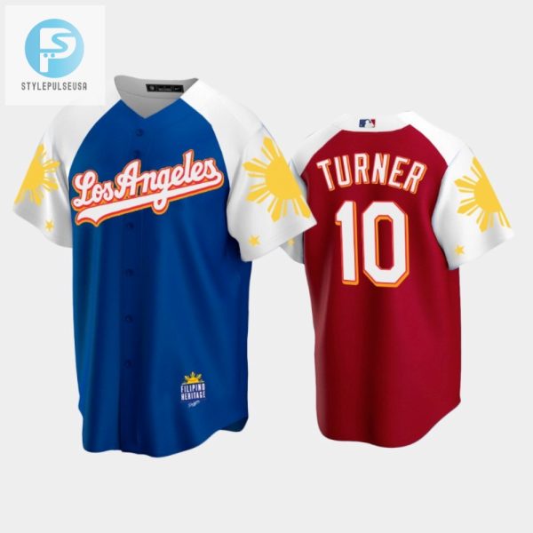 Los Angeles Dodgers Justin Turner 10 202223 Royal Red Filipino Heritage Night Jersey stylepulseusa 1