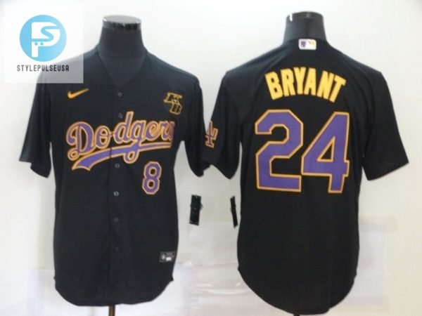 Los Angeles Dodgers Kobe Bryant 24 Mlb Throwback Black Jersey stylepulseusa 1