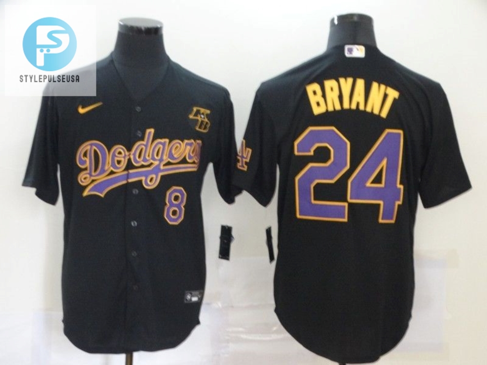 Los Angeles Dodgers Kobe Bryant 24 Mlb Throwback Black Jersey 