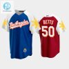 Los Angeles Dodgers Mookie Betts 50 202223 Royal Red Filipino Heritage Night Jersey stylepulseusa 1