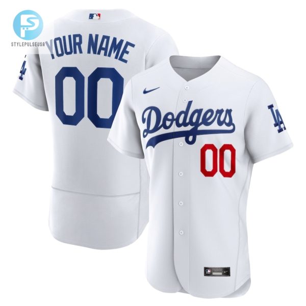 Los Angeles Dodgers Patch Elite Jersey Custom 00 White stylepulseusa 1