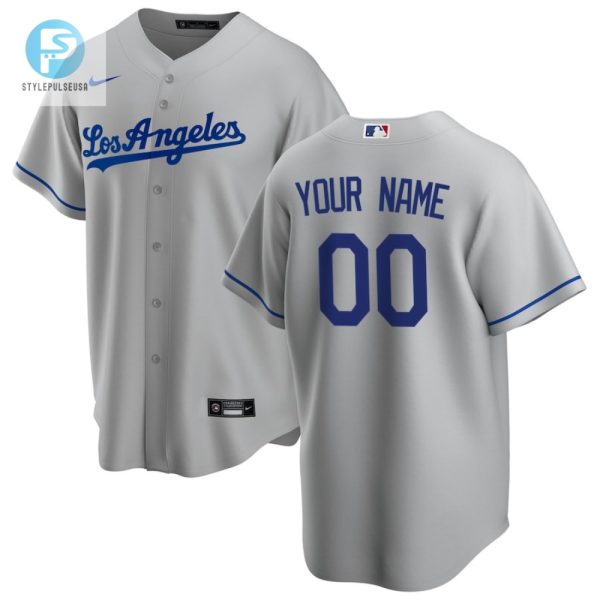 Los Angeles Dodgers Road Custom Men Jersey Gray stylepulseusa 1