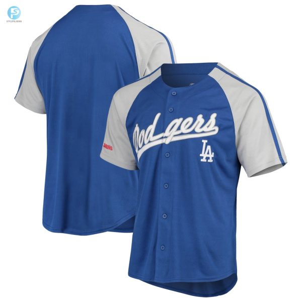 Los Angeles Dodgers Stitches Buttondown Raglan Replica Jersey Royal Mlb stylepulseusa 1 1