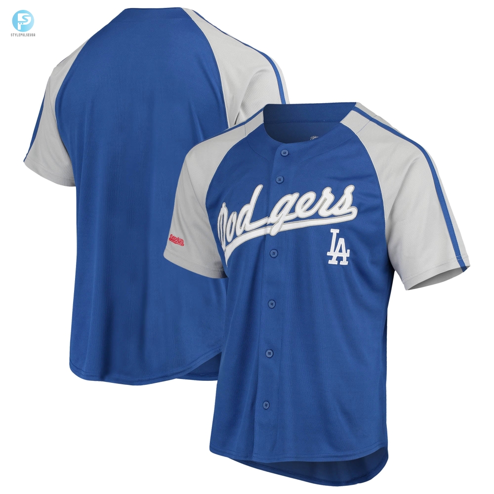 Los Angeles Dodgers Stitches Buttondown Raglan Replica Jersey  Royal Mlb 